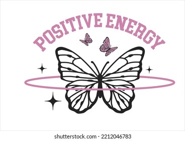 positive energy pink butterfly vector design