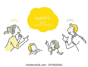 positive family, pointing finger, simple illustration