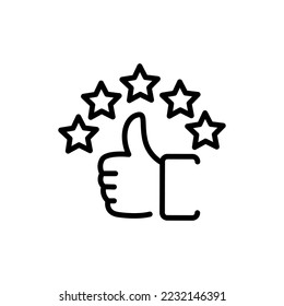 Positive feedback black line icon. Hand gesture. Support service