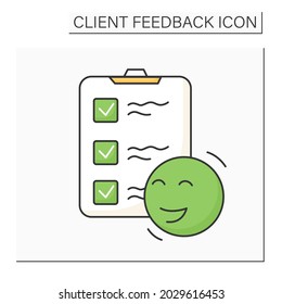 Icono de color de retroalimentación positiva. El cliente elige la opción de calificación positiva. Ilustración vectorial aislada