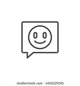 Positive feedback comment line icon. linear style sign for mobile concept and web design. Speech bubble with smile outline vector icon. Symbol, logo illustration. Vector graphics