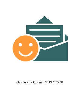 Positive Feedback, Happy Emoji Colored Icon. Good News In Email Symbol