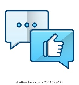 Icono de Comentarios positivo, Ilustración vectorial de degradado azul