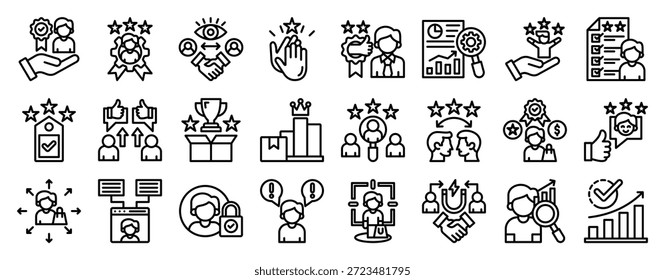 Conjunto de Colección de icono de Comentarios positivo. Iconos de vector de contorno limpio