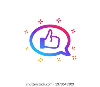 Positive feedback icon. Communication symbol. Speech bubble sign. Dynamic shapes. Gradient design feedback icon. Classic style. Vector