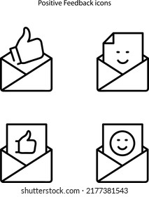 Positive Feedback Icon Set Isolated On White Background. Positive Feedback Icon Thin Line Outline Linear Positive Feedback Symbol For Logo, Web, App, UI. Positive Feedback Icon Simple 