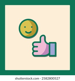 Positive Feedback Icon: Thumbs Up and Smiley Face