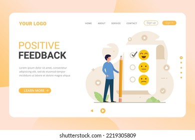 Positive feedback landing page template