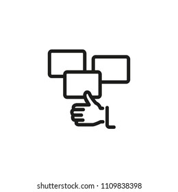 Positive feedback line icon. Thumbs-up, approval, gesture. Opinion concept. Vector illustration can be used for topics like success, achievement, career