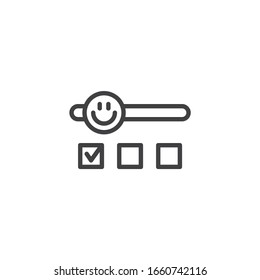 Icono de línea de calificación de comentarios positivos. signo de estilo lineal para concepto móvil y diseño web. Icono de vector de esquema de revisión de votos. Símbolo, ilustración del logotipo. Gráficos vectoriales