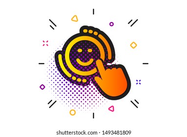 Positive feedback rating sign. Halftone circles pattern. Smile icon. Customer satisfaction symbol. Classic flat smile icon. Vector