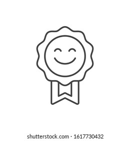Positive feedback rating sign. Smile award line icon. Customer satisfaction symbol. 