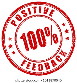 Positive feedback red grunge stamp isolated on white background