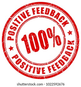 Positive feedback red vector stamp illustration isolated on white background