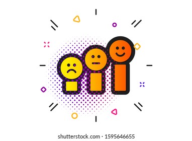 Positive feedback sign. Halftone circles pattern. Customer satisfaction icon. Smile chart symbol. Classic flat customer satisfaction icon. Vector
