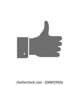 Positive feedback, thumbs up,  grey icon.
