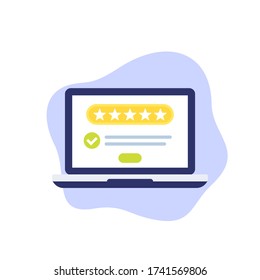 retroalimentación positiva, icono vector con 5 estrellas