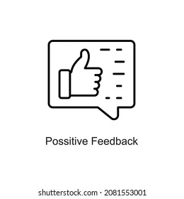 icono de contorno de vector de retroalimentación positiva. Pixel Perfecto. Para móvil y web. ilustración de stock