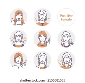 Positive female vector circle icon