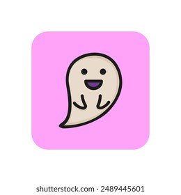 Positive ghost line icon. Joy, playful, kind. Halloween concept. Vector illustration can be used for topics like expressions, creature, cartoon