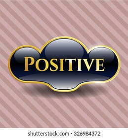 Positive golden emblem or badge