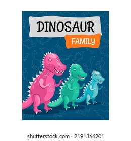 Positive greeting card design with funny dinos. Creative postcard for children with text and colorful dinosaurs. Creatures and fossil reptiles concept. Template for promotional postcard or brochure