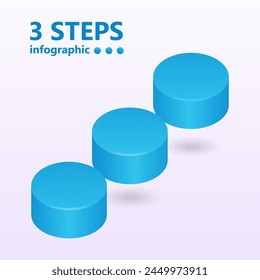 Positive growth staircase of 3 round steps. 3 D. Vector illustration.