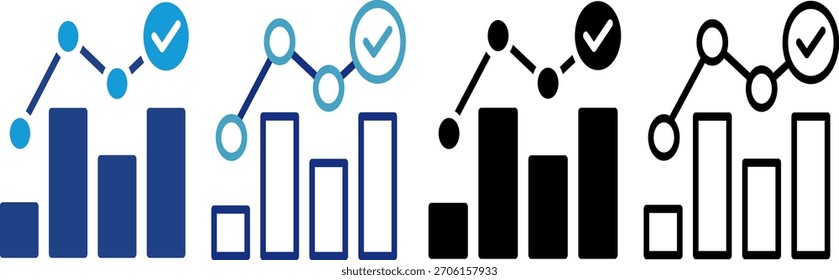 A positive growth trajectory icon, featuring a line graph signifies successful performance tracking and validated results.
