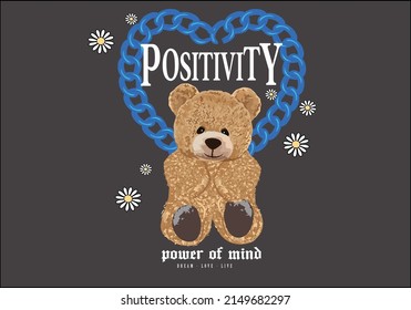 positive handdrawn teddy bear illustration design vector