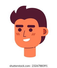 Positive handsome young man semi flat vector character head. Editable cartoon avatar icon. Blessed caucasian entrepreneur. Face emotion. Colorful spot illustration for web graphic design, animation