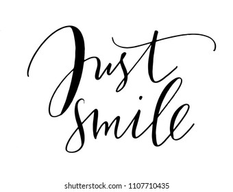 Positive handwritten text phrase vector just smile