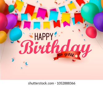 Positive holiday birthday banner. Vector illustration