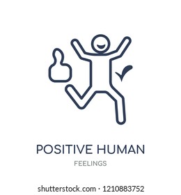 positive human icon. positive human linear symbol design from Feelings collection. Simple outline element vector illustration on white background.