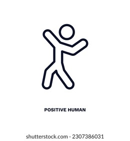 positive human icon. Thin line positive human icon from feeling and reaction collection. Outline vector isolated on white background. Editable positive human symbol can be used web and mobile