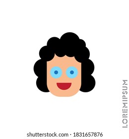 Positive icon girl, woman vector, emoticon symbol. Modern flat symbol for web and mobile apps. admiration, joy Smile icon. Happy, laughing, emotions icon. Simple vector expression. color on white 