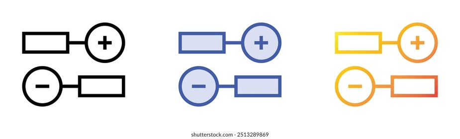 ícone positivo. Design de estilo linear, preenchimento azul e gradiente isolado em plano de fundo branco