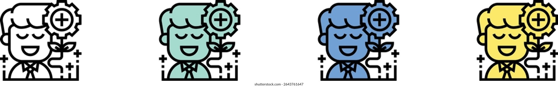 positive icon. Outline, Green, Blue and Yellow Style Design Isolated On White Background
