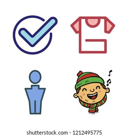 positive icon set. vector set about man, boy, shirt and checked icons set.