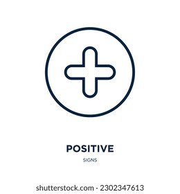 positive icon from signs collection. Thin linear positive, human, business outline icon isolated on white background. Line vector positive sign, symbol for web and mobile