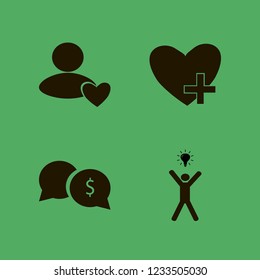 positive icon. positive vector icons set happy man bulb, favorites, money speech bubbles and user favorite