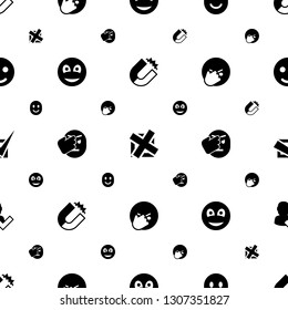 positive icons pattern seamless white background. Included editable filled magnet, cross, smiling emot, smiley, facepalm emot, tick, user and tick icons. positive icons for web and mobile.