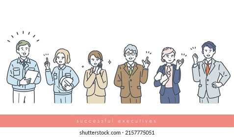 Positive image illustrations of managers and executives. vector.