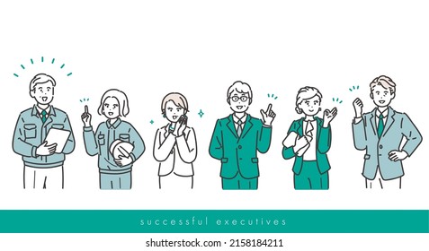 Positive image illustrations of managers and executives. vector.