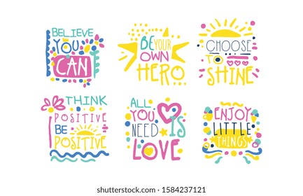 Positive Inspirational and Motivational Quotes Vector Set