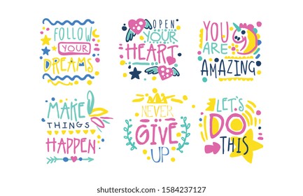 Positive Inspirational and Motivational Quotes Vector Set