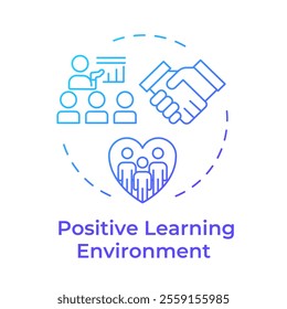 Positive learning environment blue gradient concept icon. Safe classroom atmosphere open for inclusion. Round shape line illustration. Abstract idea. Graphic design. Easy to use in blog post