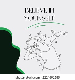 Positive life quote line art - Believe in yourself vector