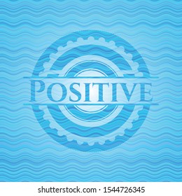 Positive light blue water badge background. Vector Illustration. Detailed.