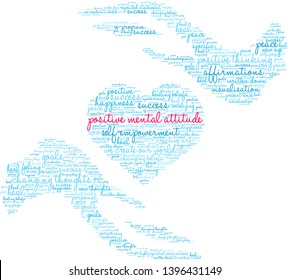 Positive Mental Attitude word cloud on a white background.