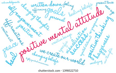 Positive Mental Attitude word cloud on a white background.